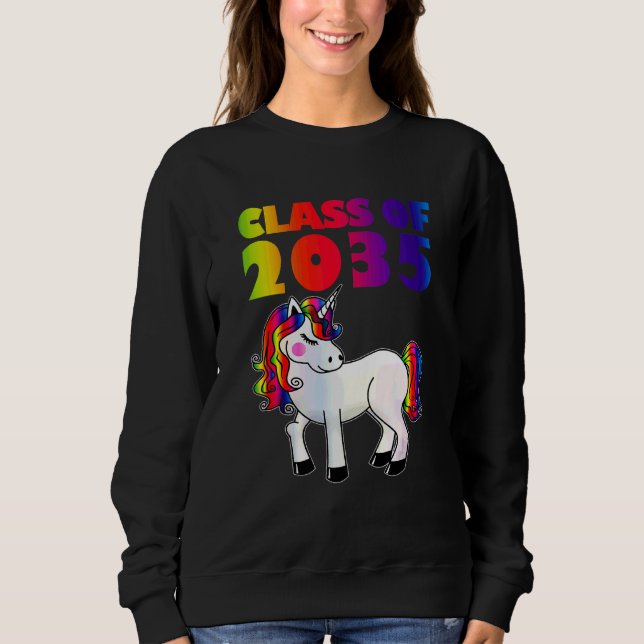 Moletom Classe De 2035 Unicorn Cute First Day Of School Gr (Frente)