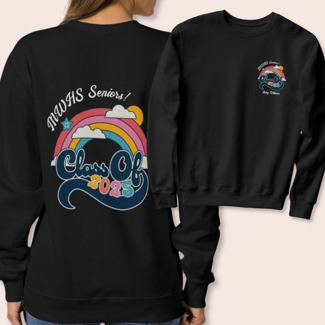 Moletom Classe Personalizada de Mais velho Retroativo de 2 (Personalized Retro Senior Class of 2025 Sweatshirt
)