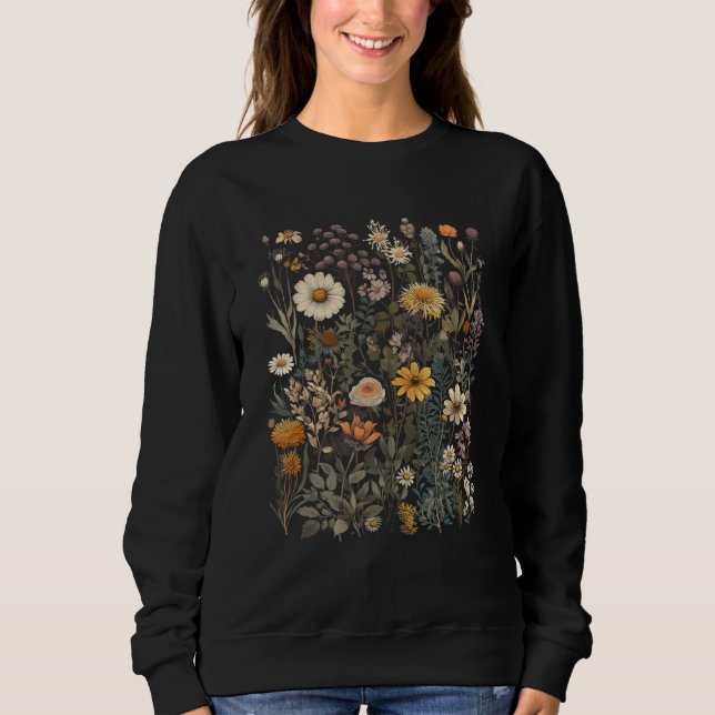 Moletom Classic Wildflowers Gardening Flower Graphic Vinta (Frente)