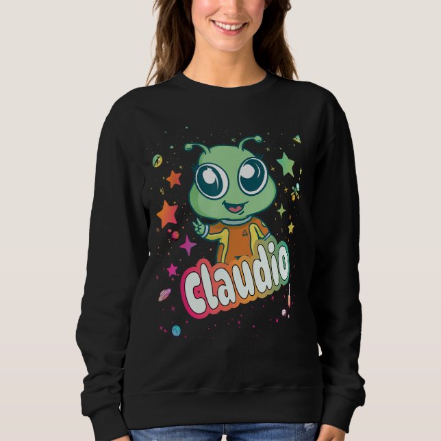Moletom CLAUDIO - Nome do Menino Bonito com Alienígena 1 f (Frente)