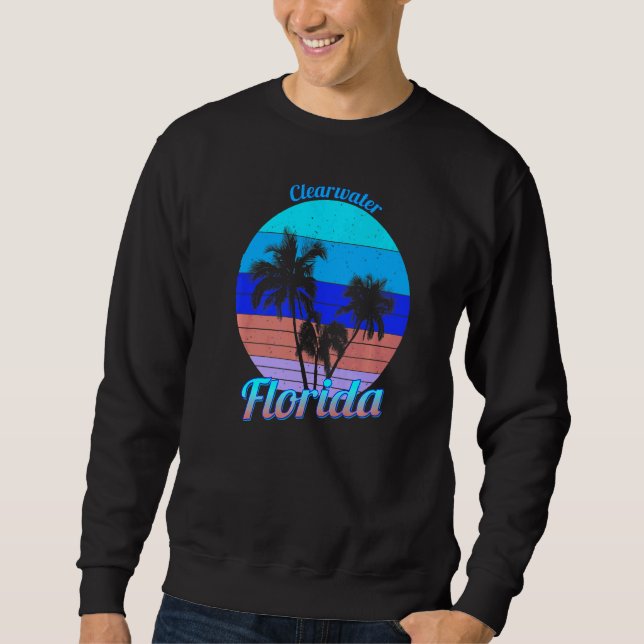 Moletom Clearwater Beach Florida Retro Tropical Palm Trees (Frente)