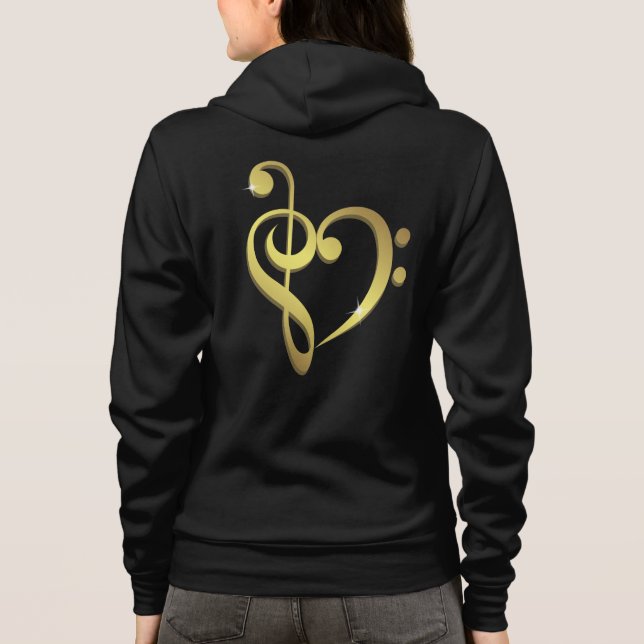 Moletom Clef de triplo, hoodie do amor do coração da (Verso)
