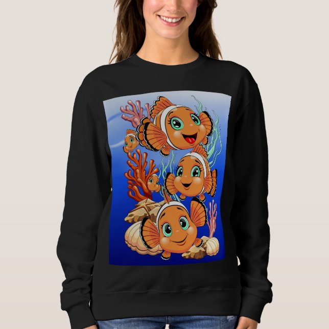 Moletom Clown fish Cartoon cute Family Underwater (Frente)