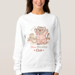 Moletom Clube da Manhã Devagar Hygge Fofo Kawaii Gatinho G