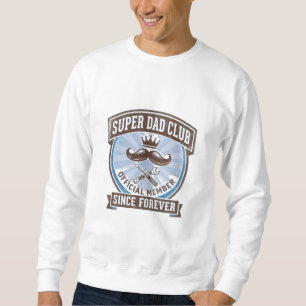 Moletom Clube do Super Pai Emblema de Bigode Azul Vintage