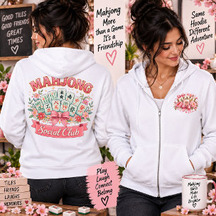 Moletom Clube Social de Mahjong Design Floral Rosa