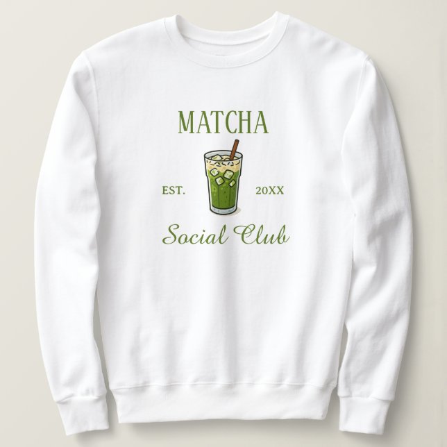 Moletom Clube Social de Matcha Fofo Moderno Personalizado (Frente do Design)