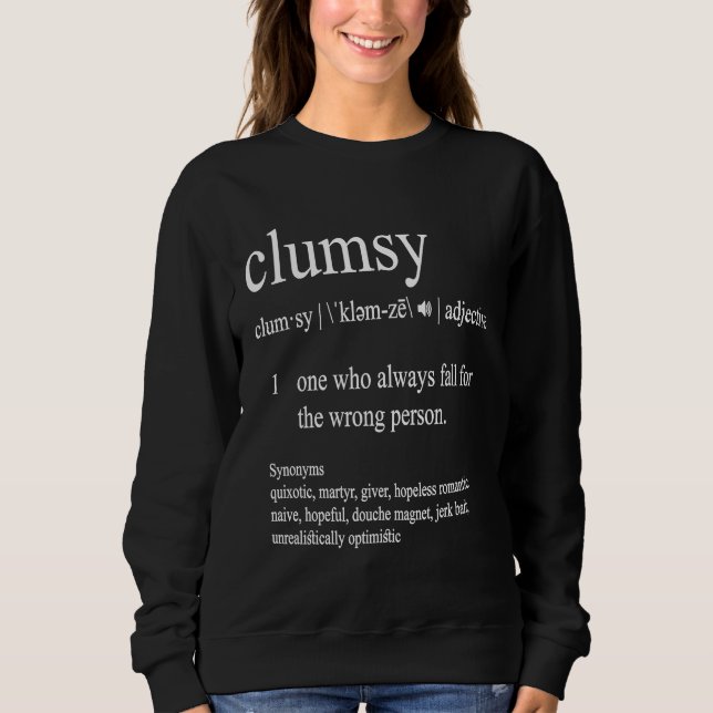 Moletom Clumsy Dictionary Definition Love Valentines Depre (Frente)