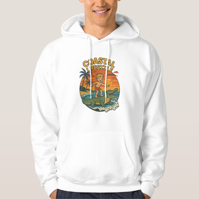 Moletom Coastal Lifestyle Gator Surfing - Retro Surf Beach (Frente)