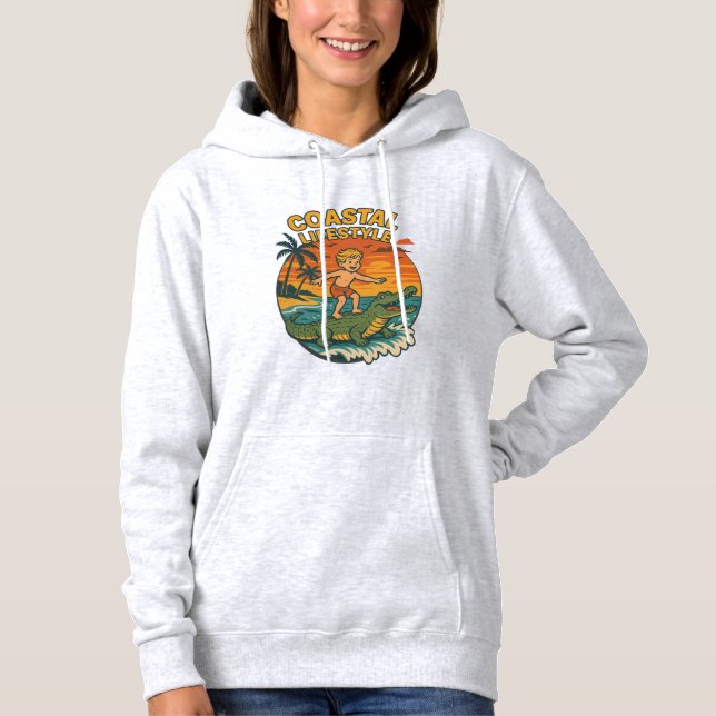 Moletom Coastal Lifestyle Gator Surfing - Retro Surf Beach (Frente)