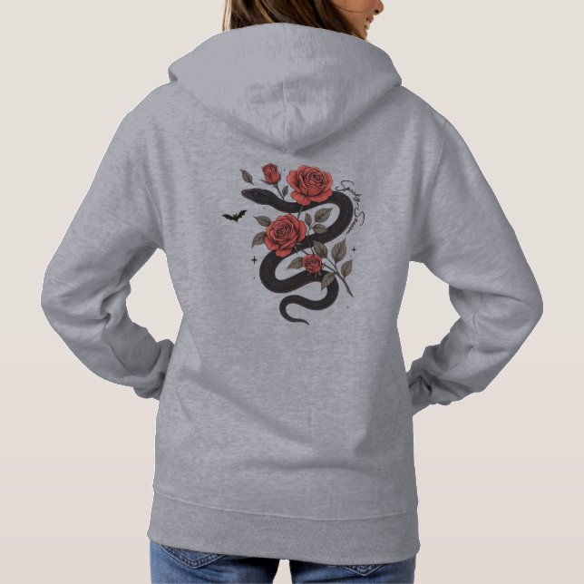 Moletom Cobra e Rosa Hoodie - Design oral gótico (Verso)
