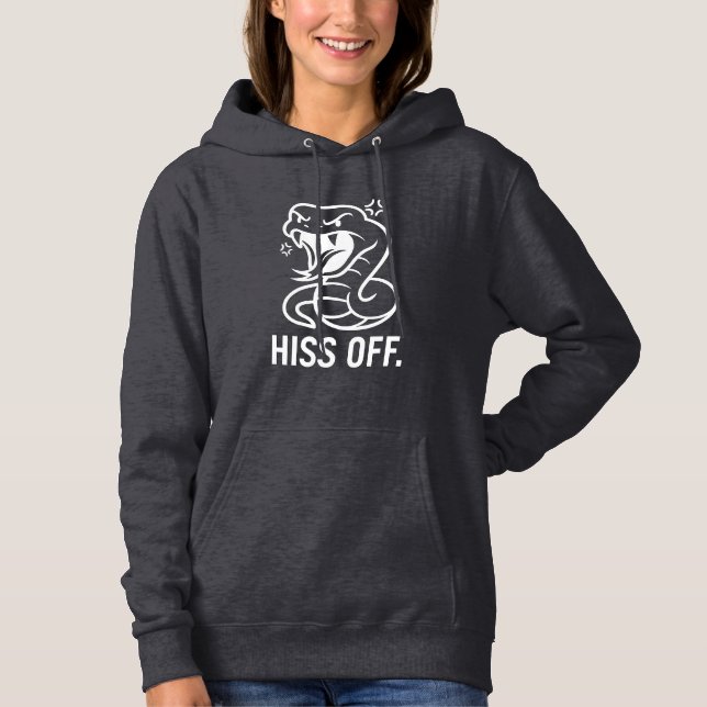 Moletom Cobra raivoso "HISS OFF" Engraçado Tipografia Bran (Frente)