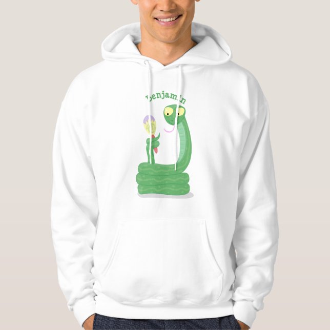 Moletom Cobra verde engraçado com desenhos de maraca (Frente)
