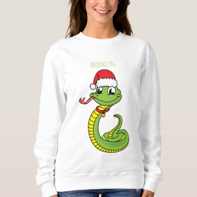 Moletom Cobra verde-giro com desenho animado de chapéu de  (Frente)
