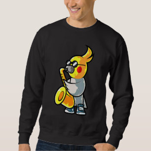 Moletom Cockatiel com saxofone para um Pet Bird Owner