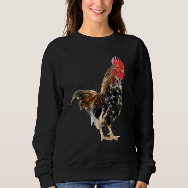 Moletom Cockerel Watercolor Fazenda Galinha Motif (Frente)