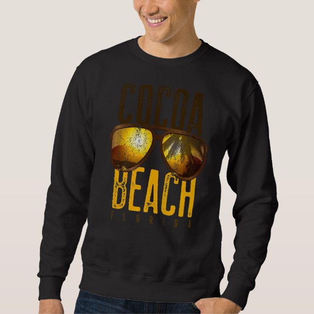 Moletom Cocoa Beach Florida Palm Trees Retro Souvenir Coco (Frente)