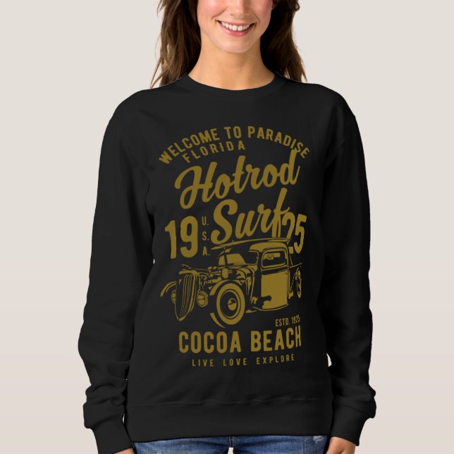 Moletom Cocoa Beach Florida Retro Hotrod Surf  1 (Frente)