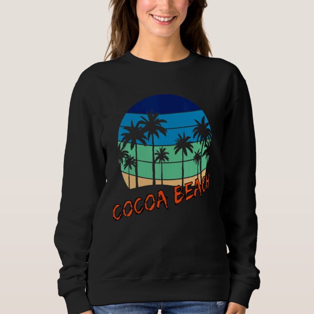 Moletom Cocoa Beach Retro Vintage Sunset Beach Design (Frente)