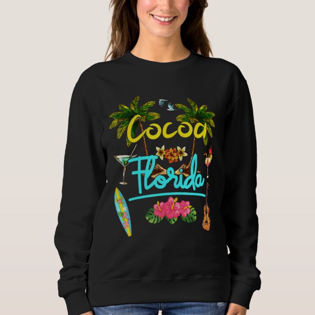 Moletom Cocoa Florida Beach Summer Palm Surf Sun Set Palm (Frente)
