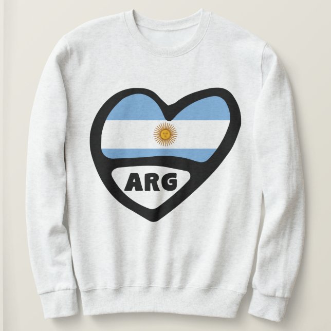 Moletom Código do País Argentina Sinalizador Heart ARG (Frente do Design)