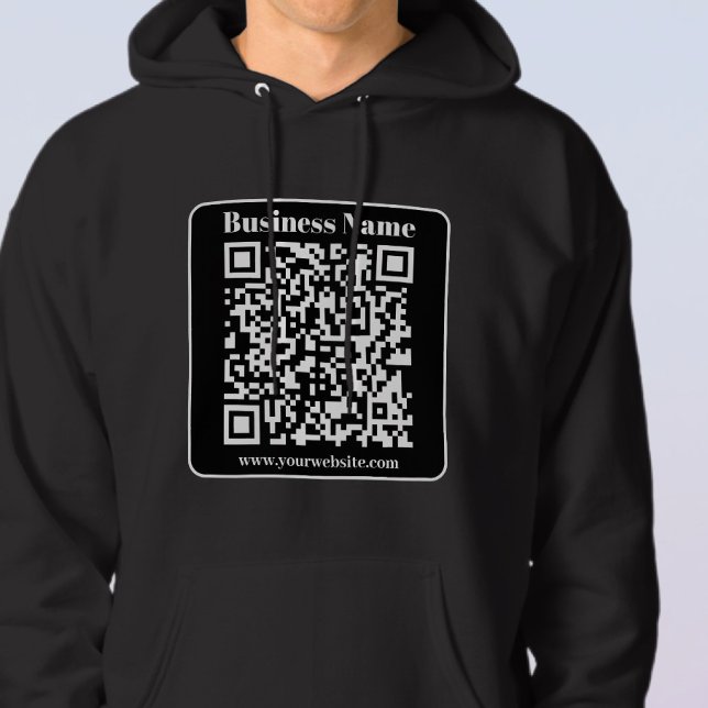 Moletom Código QR editável Preto e Branco Estilo Retro Mod (Criador carregado)