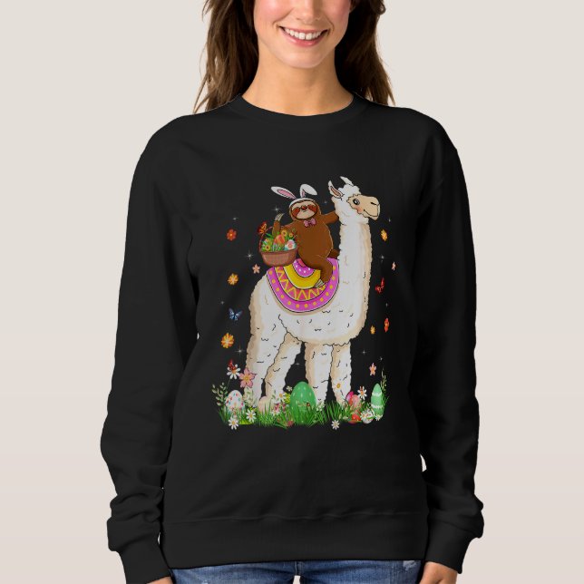 Moletom Coelhinha Bonita Sloth Andando Llama Cesto de Ovos (Frente)