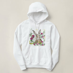 Moletom Coelhinho bonito em flores aquáticas