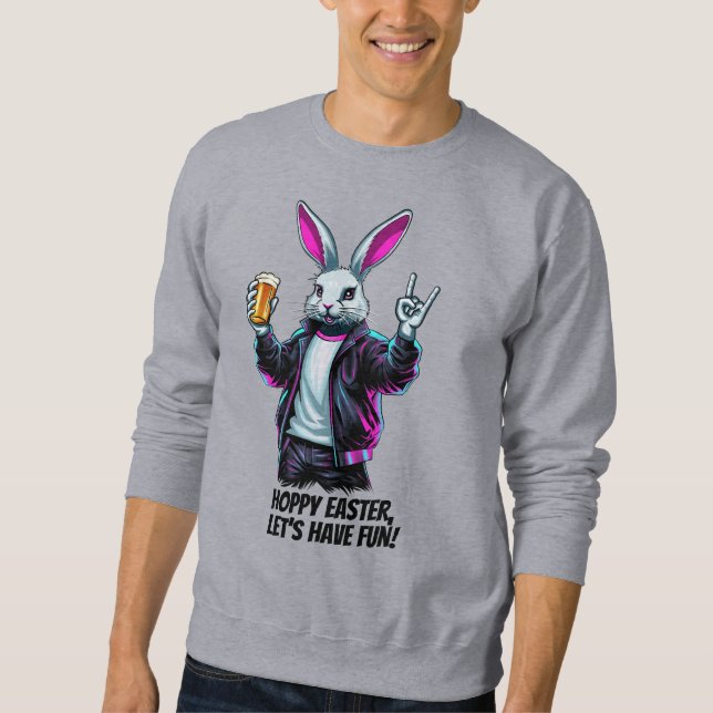 Moletom Coelhinho de Páscoa ruim! Páscoa Hoppy, vamos nos  (Frente)