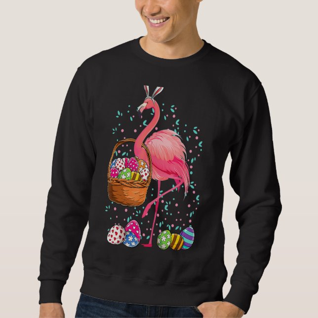Moletom Coelhinho Flamingo De Páscoa bonito Com Páscoa Ki (Frente)