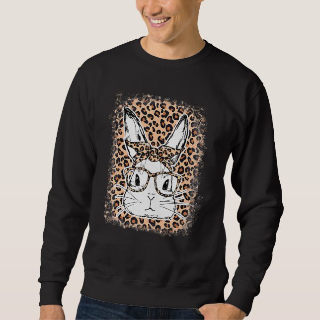 Moletom Coelho Bonito Rosto Rosto Leopardo Óculos Fósforo  (Frente)