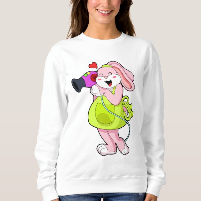 Moletom Coelho como cabeleireiro com secador de cabelo (Frente)