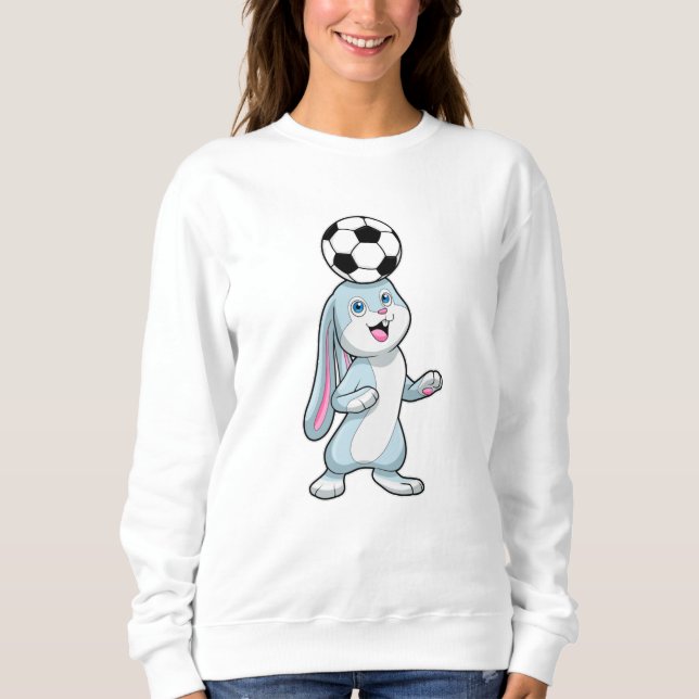 Moletom Coelho como jogador de futebol com bola de futebol (Frente)