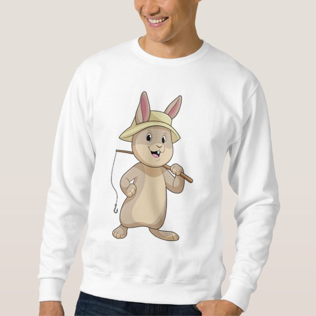 Moletom Coelho como pescador com cana de pesca (Frente)