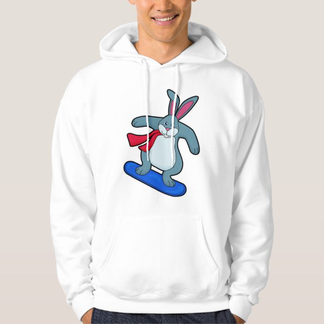 Moletom Coelho como Snowboarder com Snowboard & Cachecol (Frente)