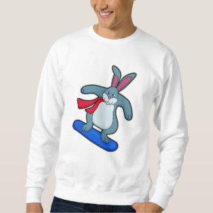 Moletom Coelho como Snowboarder com Snowboard e Scarf