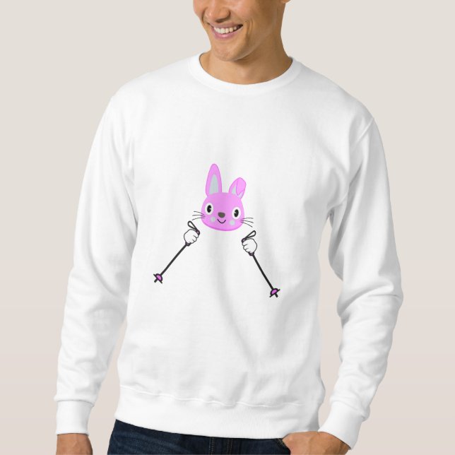 Moletom Coelho do esqui com bastões de esqui (Frente)