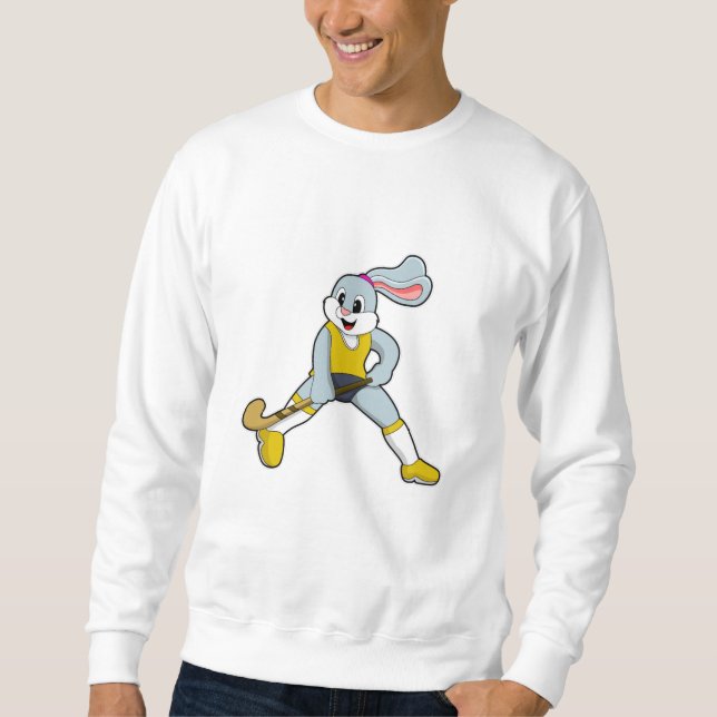 Moletom Coelho no Hockey com Taco de Hóquei (Frente)