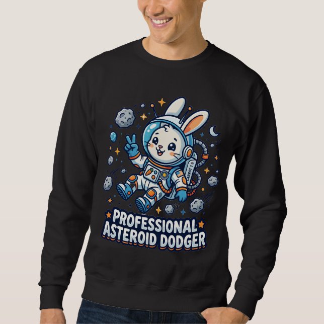 Moletom Coelho Profissional que Escapa de Asteroides (Frente)