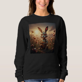 Moletom Coelho Robô em Campo de Flores Steampunk