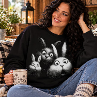 Moletom Coelhos Assustados Engraçados Humor de Coelho de O