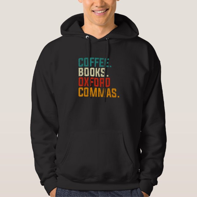 Moletom Coffee Books Oxford Commas English Teacher Back To (Frente)