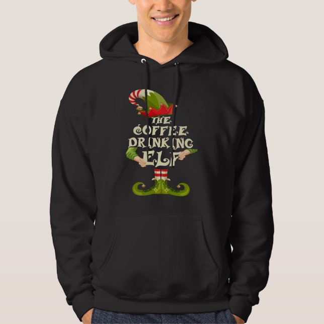 Moletom Coffee Drinking Elf Matching Family Group Christma (Frente)