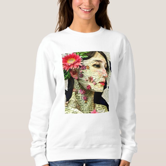 Moletom Colagem de Arte da Mulher Bonita   (Frente)
