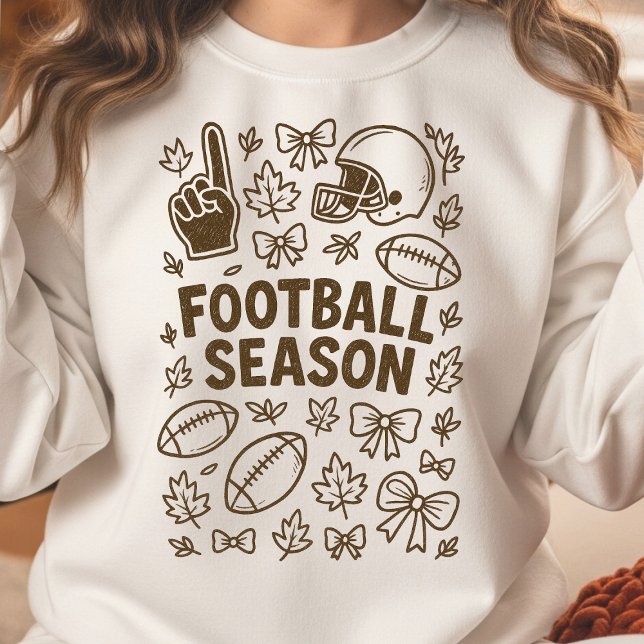 Moletom Colagem de Desenho da Temporada de Futebol Aconche (Football Season Doodle Collage Sweatshirt)