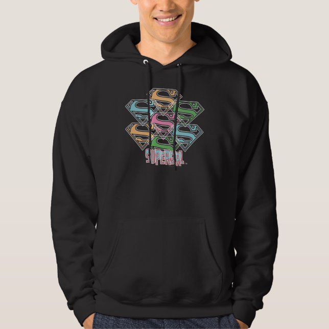 Moletom Colagem do logotipo Supergirl Pastel (Frente)