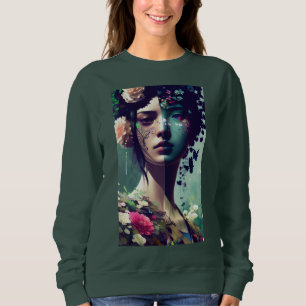 Moletom Colagem Floral de Rosto da Mulher