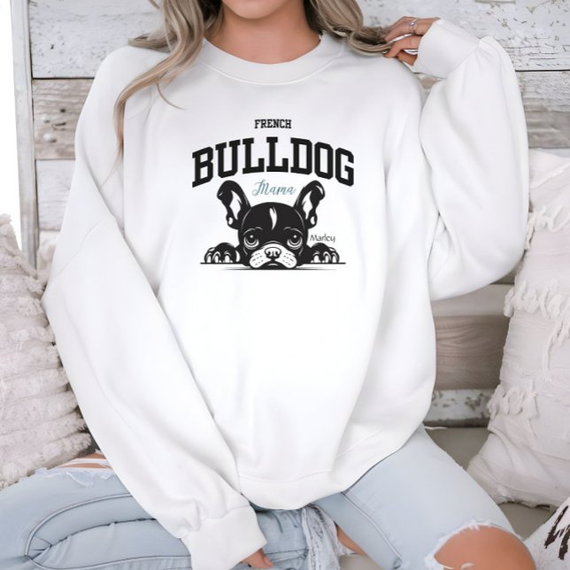 Moletom Colégio Estilo Varsity Script French Bull Dog Mama (Criador carregado)