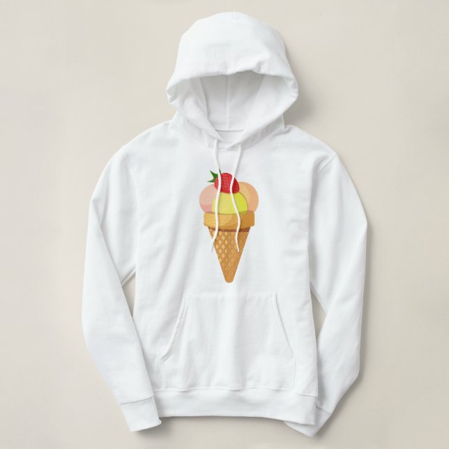 Moletom Colheres de sorvete e morango em bolos de waffle (Frente do Design)