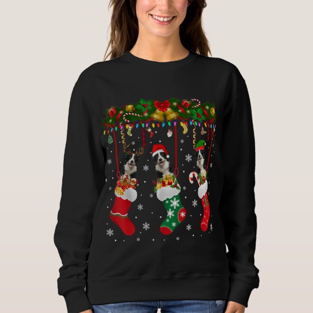 Moletom Collie Fronteira Em Sock Xmas Reindeer Papais noei (Frente)